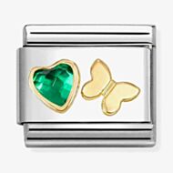 Nomination Classic Green Cubic Zirconia Heart Gold Butterfly Charm 030613/15