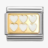 Nomination CLASSIC Gold & White 6 Heart Charm 030284/69