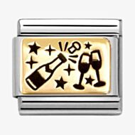 Nomination CLASSIC Gold & Black Champagne Bottle And Glasses Charm 030166/61