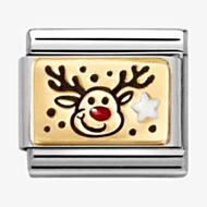 Nomination CLASSIC Gold Christmas Coloured Reindeer Charm 030289/11