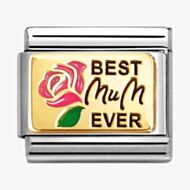 Nomination CLASSIC Stainless Steel 18ct Yellow Gold Best Mum Ever Charm 030289/14