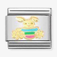 Nomination CLASSIC Composable Gold Easter Rabbit with Flowers Charm 030272/74