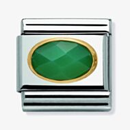 Nomination CLASSIC Gold Oval Stones Green Agate Charm 030502/27