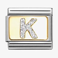 Nomination CLASSIC Silver Glitter Letter K Charm 030291/11