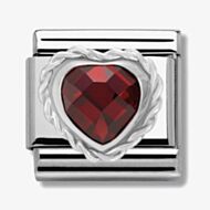 Nomination CLASSIC Silvershine Faceted Hearts Fancy Red Cubic Zirconia Charm 330603/005