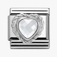 Nomination CLASSIC Silvershine Faceted Hearts White Cubic Zirconia Charm 330603/010