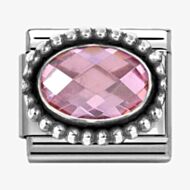 Nomination Stainless Steel & Silver Pink Cubic Zirconia Oval Beaded Charm 330607/003