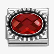 Nomination Stainless Steel & Silver Red Cubic Zirconia Oval Beaded Charm 330607/005