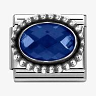 Nomination Stainless Steel & Silver Dark Blue Cubic Zirconia Oval Beaded Charm 330607/007