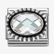 Nomination Stainless Steel & Silver White Cubic Zirconia Oval Beaded Charm 330607/010
