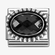 Nomination Stainless Steel & Silver Black Cubic Zirconia Oval Beaded Charm 330607/011