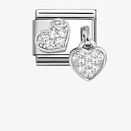 Nomination Stainless Steel & Silver Cubic Zirconia Double Heart Charm 331817/15