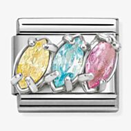 Nomination Classic Trilogy Yellow Blue Pink Cubic Zirconia Charm 330329/20