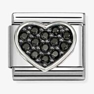 Nomination Composable Classic Black Cubic Zirconia Heart Charm 330322/27