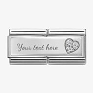 Nomination CLASSIC Silvershine Symbols Stainless Steel Cubic Zirconia Heart Double Charm 330731/09