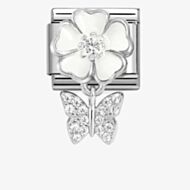 Nomination CLASSIC Silvershine White Flower Butterfly Dropper Charm 331814/05