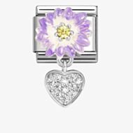 Nomination CLASSIC Silvershine Purple Flower Heart Dropper Charm 331814/10