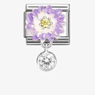 Nomination CLASSIC Silvershine Purple Flower Round Cubic Zirconia Dropper Charm 331814/12