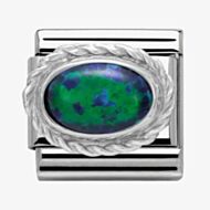 Nomination CLASSIC Silvershine Ornate Settings Green Opal Charm 330503/26