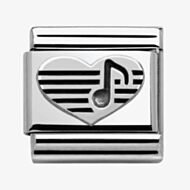 Nomination CLASSIC Silvershine Symbols Heart with Musical Note Charm 330101/06