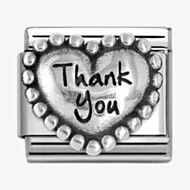 Nomination CLASSIC Silvershine Silver Beaded Heart Thank You Charm 330101/83