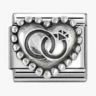 Nomination Stainless Steel & Silver Wedding Rings Bead Heart Charm 330101/90