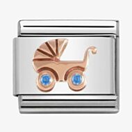 Nomination CLASSIC Rose Gold Symbols Blue Baby Carrier Charm 430305/05
