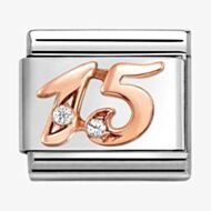 Nomination CLASSIC Rose Gold Cubic Zirconia Number 15 Charm 430315/15