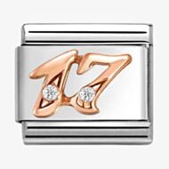 Nomination CLASSIC Rose Gold Cubic Zirconia Number 17 Charm 430315/17