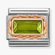 Nomination Composable Rose Gold Rope Green Cubic Zirconia Charm 430604/033