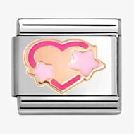 Nomination Stainless Steel 9ct Rose Gold Pink Heart & Stars Charm 430202/41