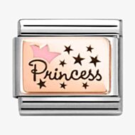 Nomination Stainless Steel 9ct Yellow Gold Pink Princess Crown Charm 430204/02