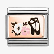Nomination Stainless Steel 9ct Yellow Gold Ballet Shoes & Flowers Charm 430204/05