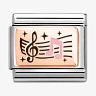 Nomination Stainless Steel 9ct Yellow Gold Black & Pink Musical Notes Charm 430204/06