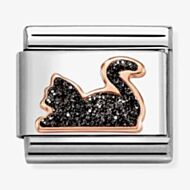 Nomination Composable Classic Rose Gold Black Glitter Cat Charm 430205/32