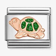 Nomination Composable Classic Rose Gold Green Glitter Turtle Charm 430205/35