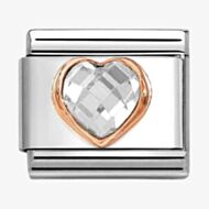 Nomination CLASSIC Rose Gold Cubic Zirconia Clear Heart Charm 430607/010