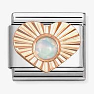 Nomination Classic Rose Gold Heart White Opal Charm 430516/07 *