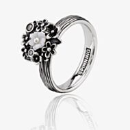 Spinning Silver Garden Mother of Pearl Cubic Zirconia Flowers Ring 80914