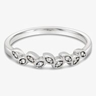 9ct White Gold Alternating Diamond Leaf Ring 10250/9W/DQ10