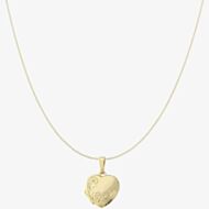 9ct Yellow Gold Engraved Heart Locket Necklace LK204 