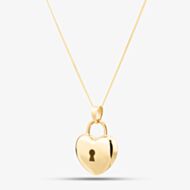 9ct Yellow Gold Key Heart Padlock Pendant Necklace 1.61.0057