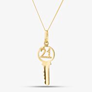 9ct Yellow Gold Number 21 Key Pendant Necklace 1.61.0581