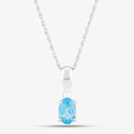 9ct White Gold Oval Cut Blue Topaz Necklace OJS0006P-SBT 9KW