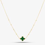 9ct Yellow Gold Green Malachite Clover Necklace 1.19.2240