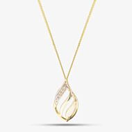 9ct Yellow Gold Cubic Zirconia Set Open Work Pendant Necklace GPD137