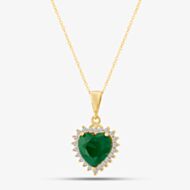 9ct Yellow Gold Green Cubic Zirconia Heart Halo Pendant Necklace NBD026YEM TRACEY9-18