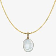 Gold Impression 9ct Yellow Gold Keshi Pearl & Diamond Pendant GP2171W GN141