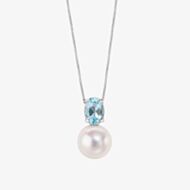 Gold Impression 9ct White Gold Freshwater Pearl & Blue Topaz Pendant GP2400W GN151