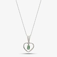 9ct White Gold Emerald Open Heart Pendant OJP161W-E
